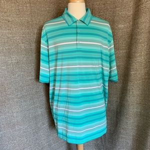 Nike Golf Dri-Fit Polo Green Striped Shirt XXL